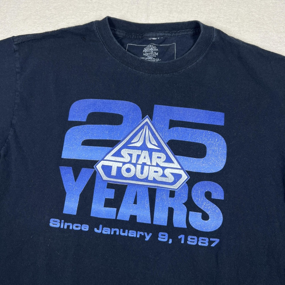 Disney‎ Star Wars Star Tours 25 Years Shirt Mens Medium Navy Disneyland Park Tee